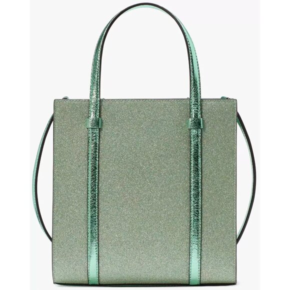 S Kate Spade Kenzie Limited Edition Small Tote Bag KK329 Green Glitter Purse NWT - Picture 5 of 10
